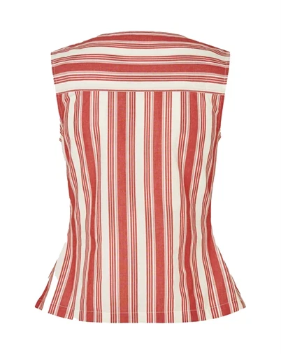Stine Goya - Striped Tie Front Vest - Scarlet Trot